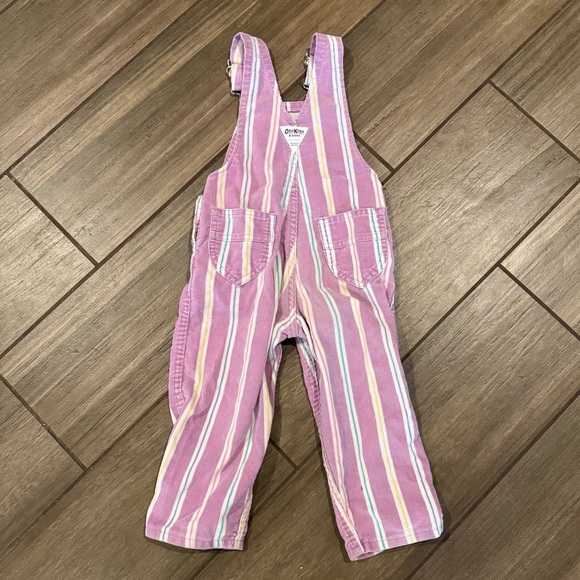 Oshkosh B'Gosh Vintage 90s Overalls 3T Stripe  Vestbak RARE Overalls Made in USA - Picture 6 of 6